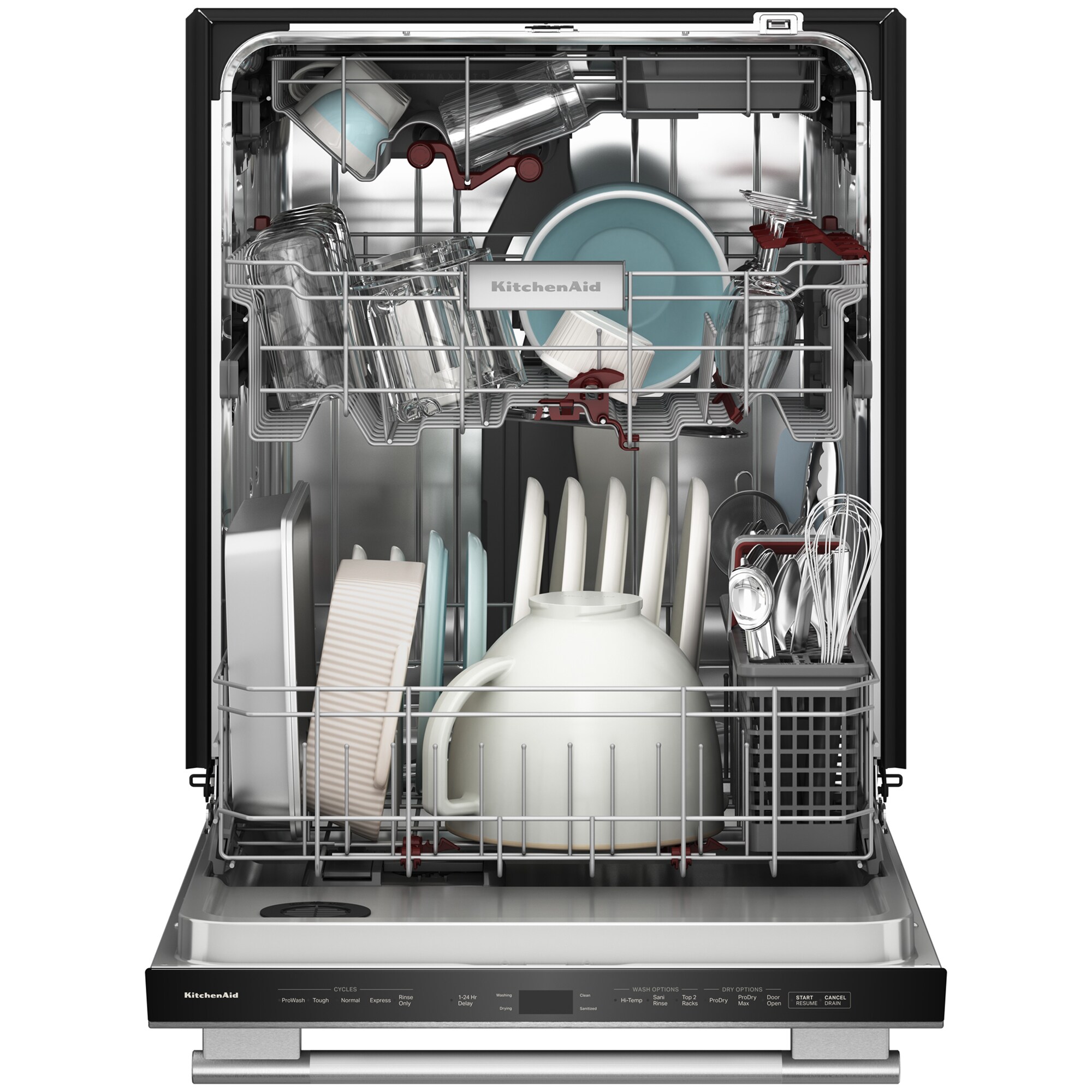 KitchenAid 24 in. Top Control Dishwasher with 44 dBA Sound Level, 3rd-Rack & Advanced ProDry System - Stainless Steel with PrintShield Finish, , hires