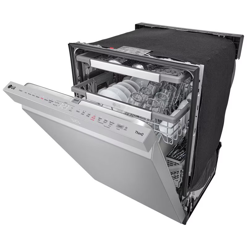 LG 24 in. Top Control Smart Dishwasher with 42 dBa Sound Level, 3rd-Rack, Dynamic Heat Dry & Pocket - PrintProof Stainless Steel, PrintProof Stainless Steel, hires