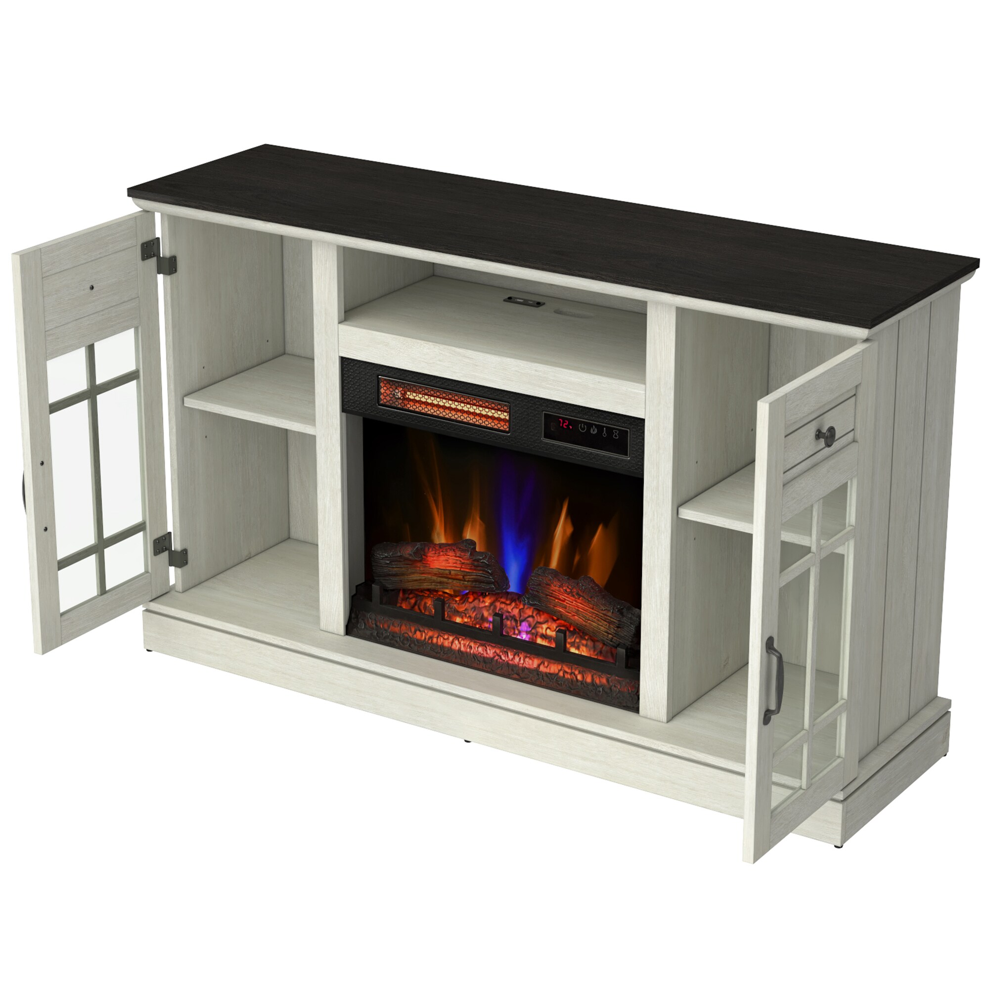 Bell'O Madeline TV Stand with Infrared Quartz Electric Fireplace - Fairfax Oak, , hires