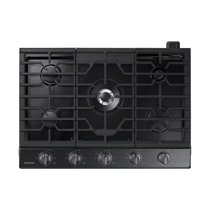 Samsung 30 in. 5-Burner Smart Natural Gas Cooktop with Griddle, Simmer Burner & Power Burner - Black Stainless, Black Stainless, hires
