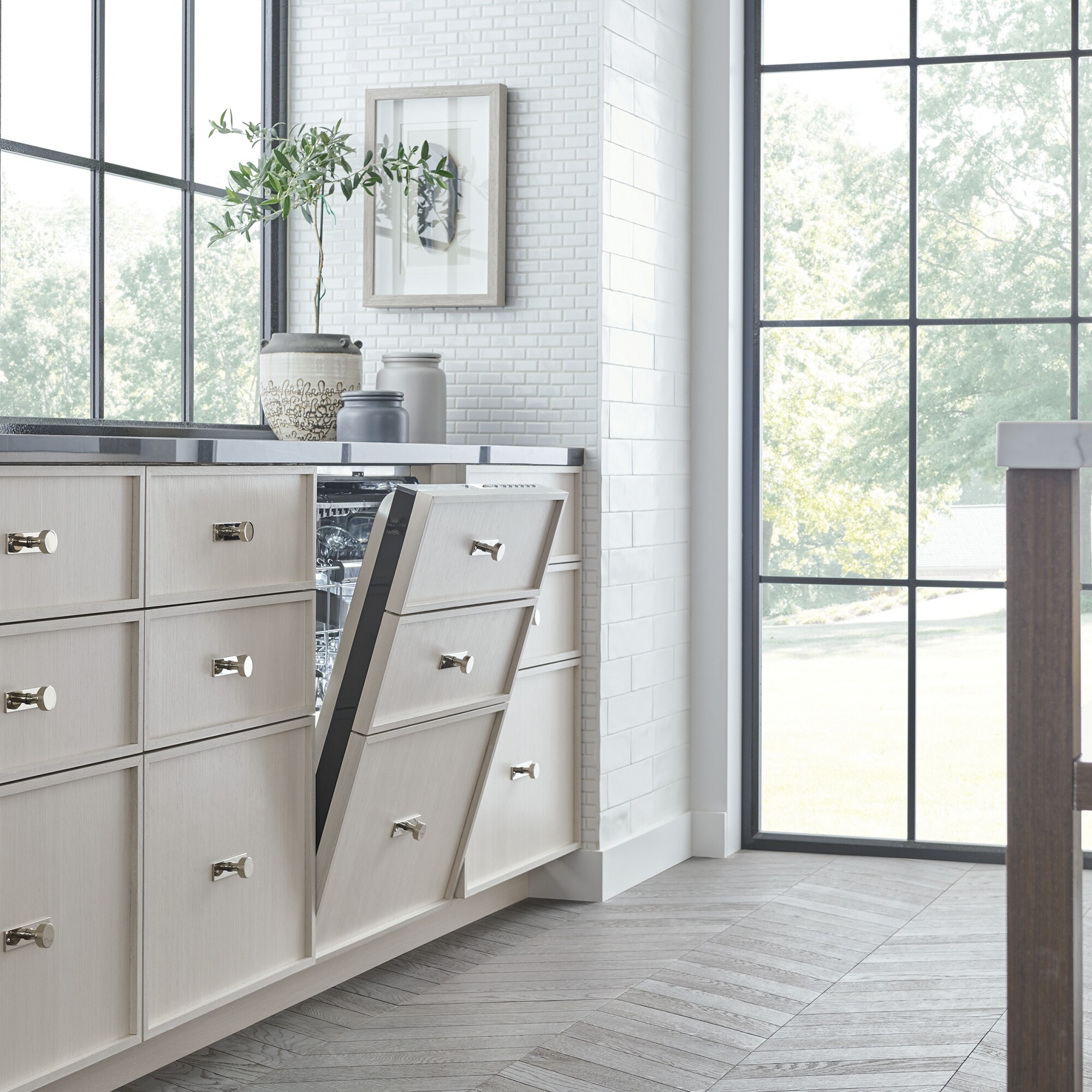 Monogram 24 in. Top Control Flush-Mount Smart Dishwasher with 39 dBa Sound Level, 3rd-Rack & Max Dry system - Custom Panel Ready, , hires