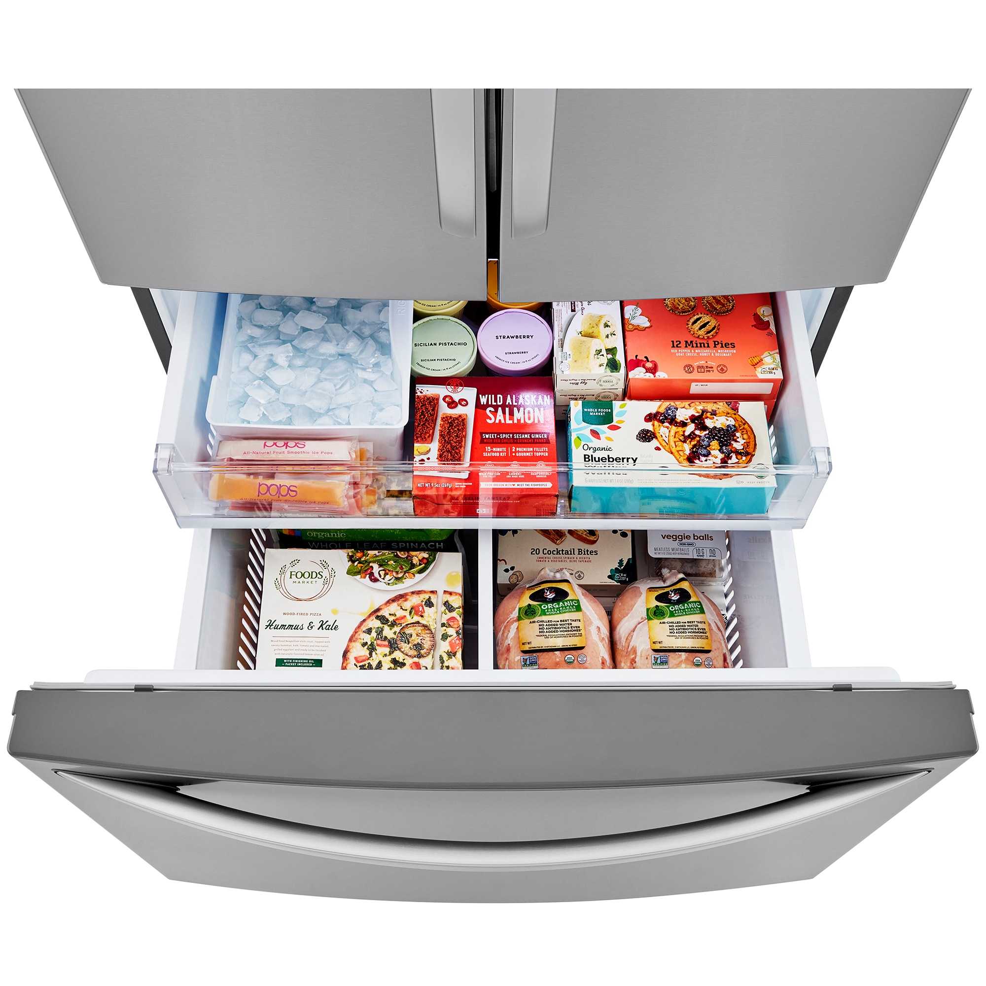 LG 36 in. 28.7 cu. ft. Smart French Door Refrigerator with Ice Maker - Stainless Steel, , hires