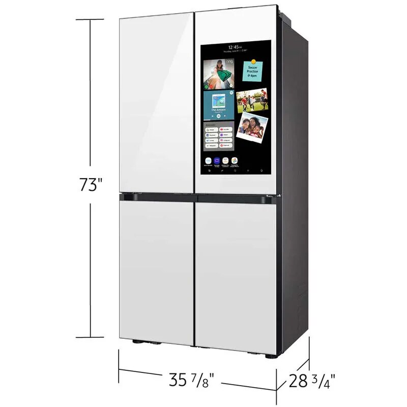 Samsung Bespoke 36 in. 22.5 cu. ft. Smart Counter Depth 4-Door French Door Refrigerator with Internal Water Dispenser - White Glass, White Glass, hires