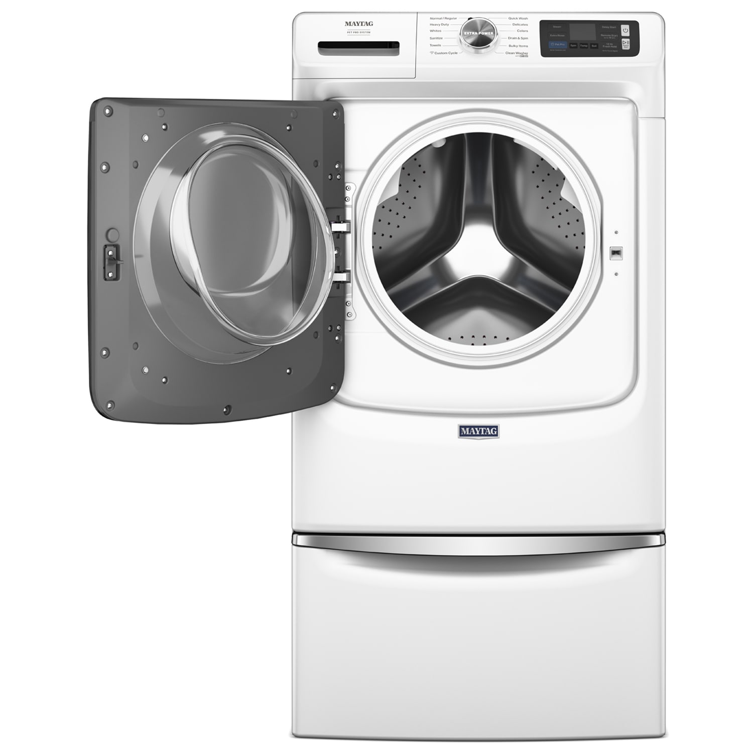 Maytag Pet Pro 27 in. 5.0 cu. ft. Smart Stackable Front Load Washer with Sanitize & Steam Cycle - White, White, hires