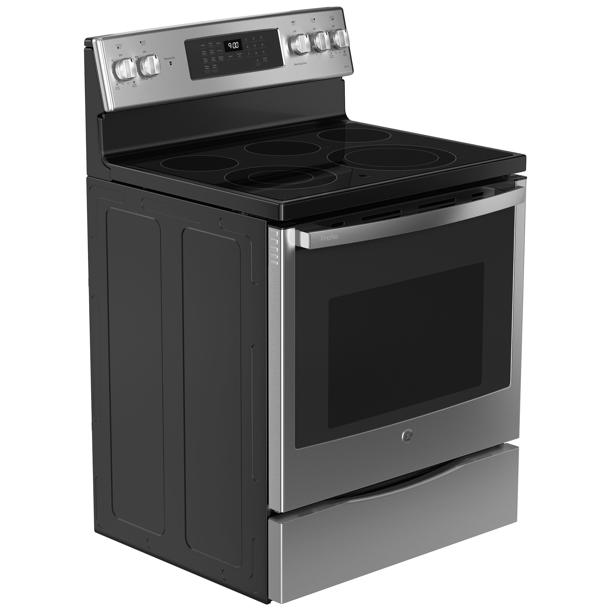 GE Profile 30 in. 6.2 cu. ft. Smart Air Fry True European Convection Electric Range with Radiant Burners - Fingerprint Resistant Stainless, , hires