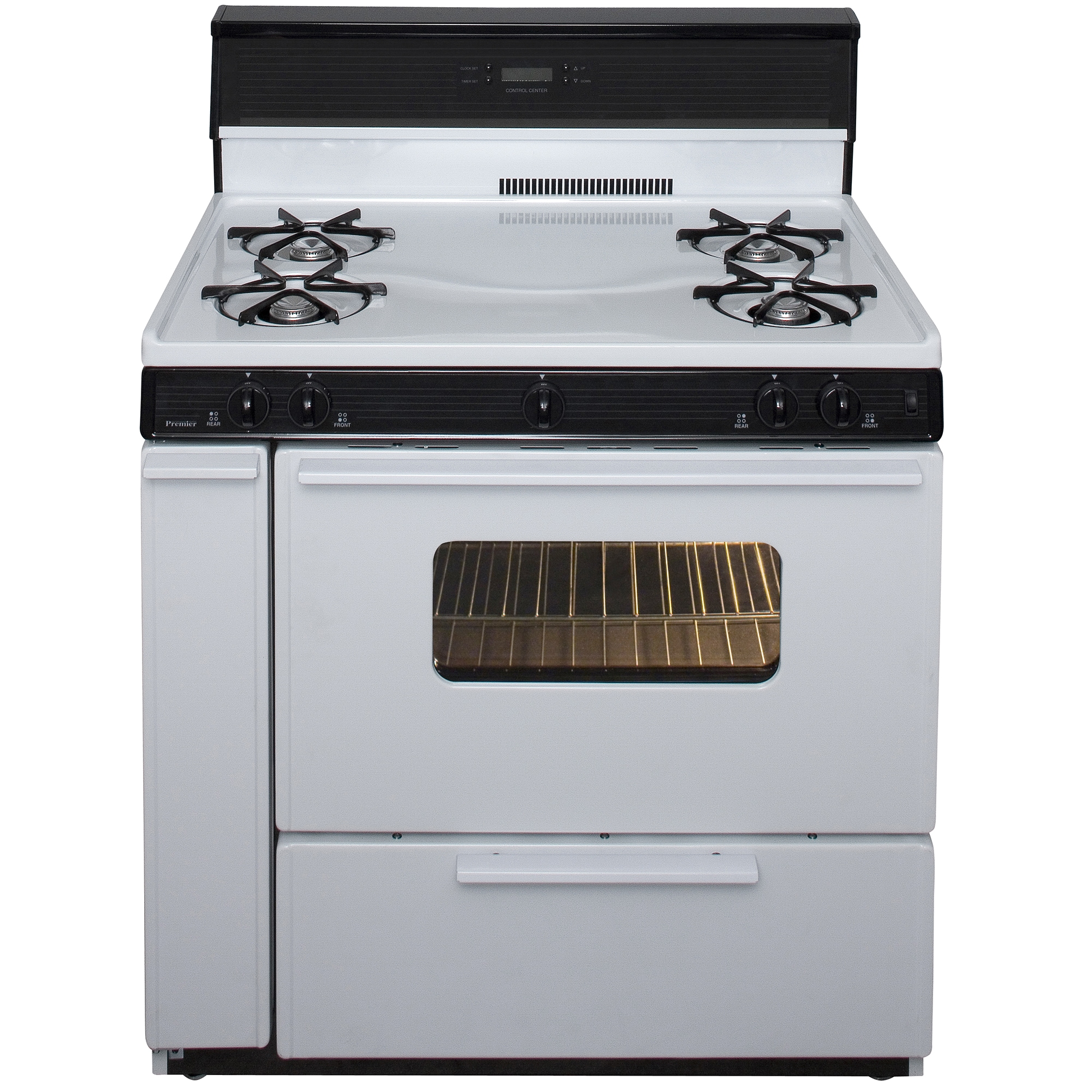 Premier 36 in. 3.9 cu. ft. Gas Range with Open Burners - White, White, hires