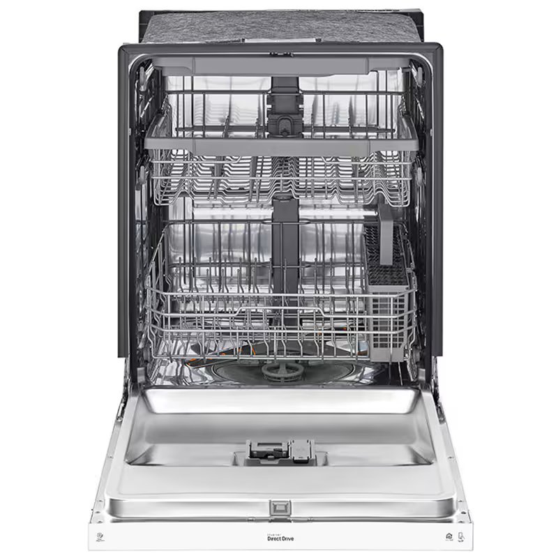 LG 24 in. Front Control Dishwasher with 48 dBa Sound Level, 3rd-Rack, Dynamic Dry & Pocket - White, White, hires