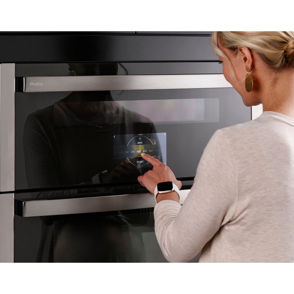 GE Profile 30 in. 5 cu. ft. Smart Front Control Electric Double Wall Oven with True European Convection - Stainless Steel, , hires