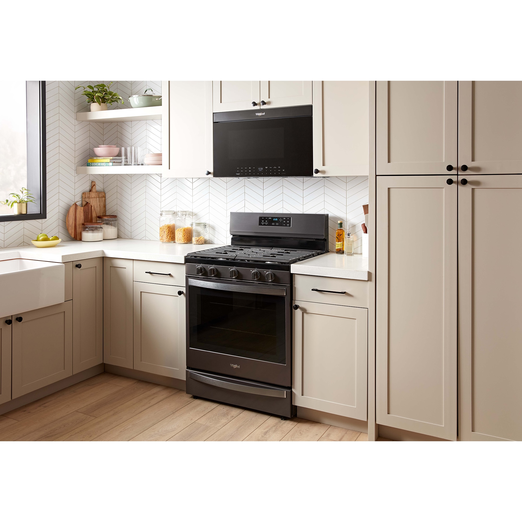 Whirlpool 30 in. 1.1 cu. ft. 900W Smart Over-the-Range Microwave with 400 CFM, Convection & Sensor Cooking - Black Stainless, Black Stainless, hires