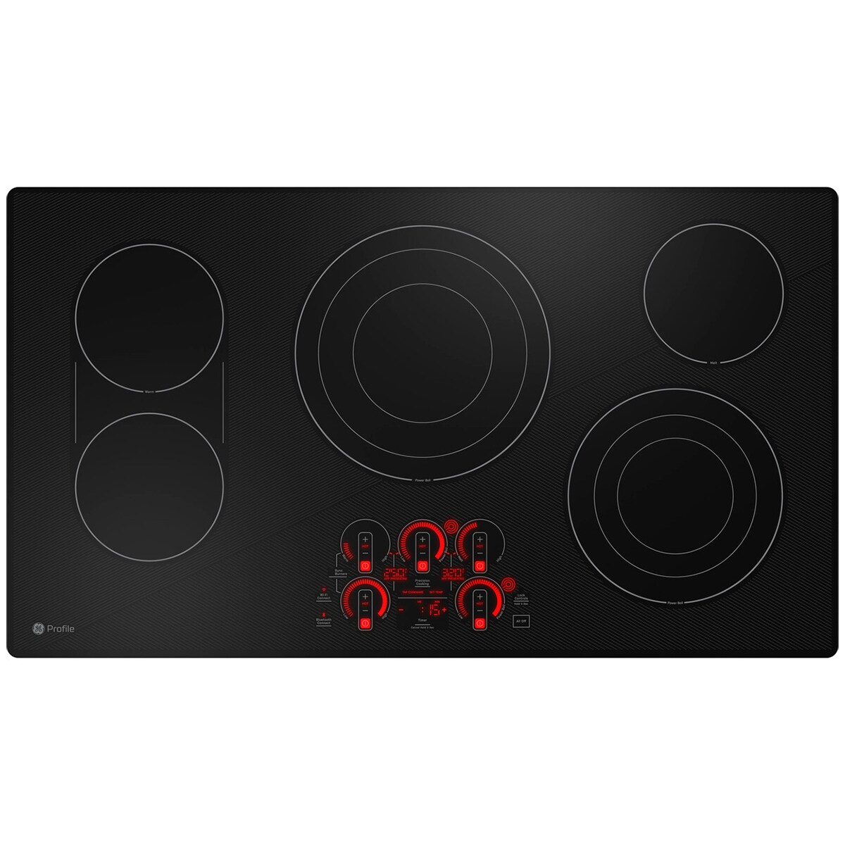 GE Profile 36 in. 5-Burner Smart Electric Cooktop with Simmer Burner & Power Burner - Black, , hires
