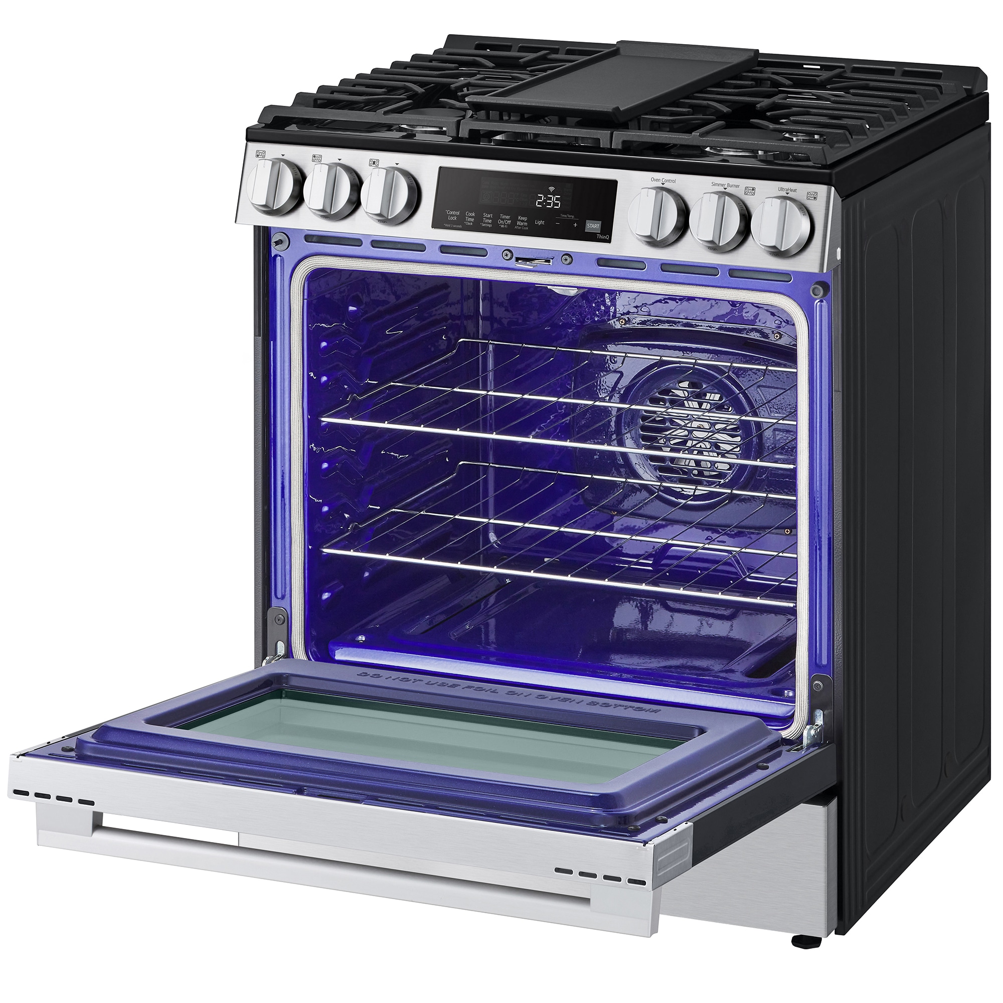 LG 30 in. 6.3 cu. ft. Smart Air-Fry Standard Convection Slide-In Gas Range with 5 Sealed Burners & Griddle - PrintProof Stainless Steel, , hires