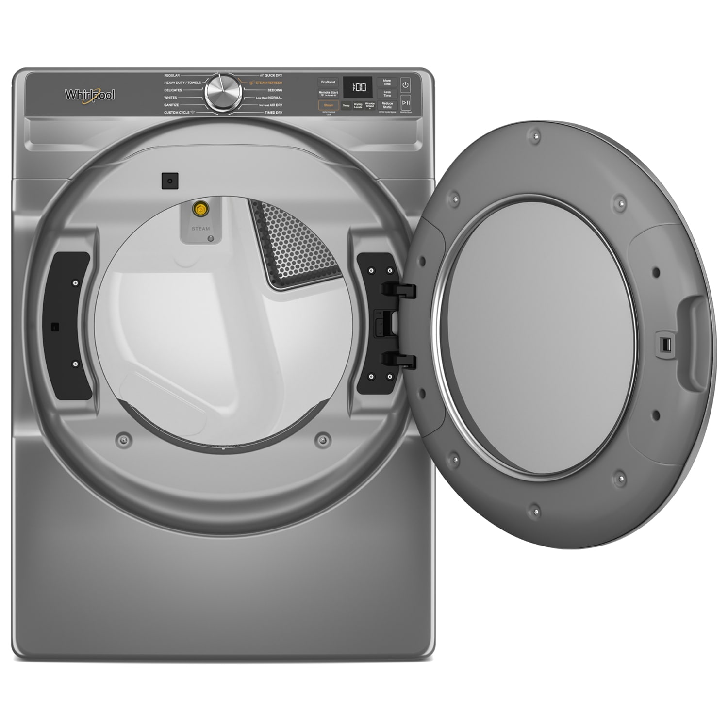 Whirlpool 27 in. 7.4 cu. ft. Smart Stackable Electric Dryer with Sensor Dry, Sanitize & Steam Cycle - Silver, Silver, hires
