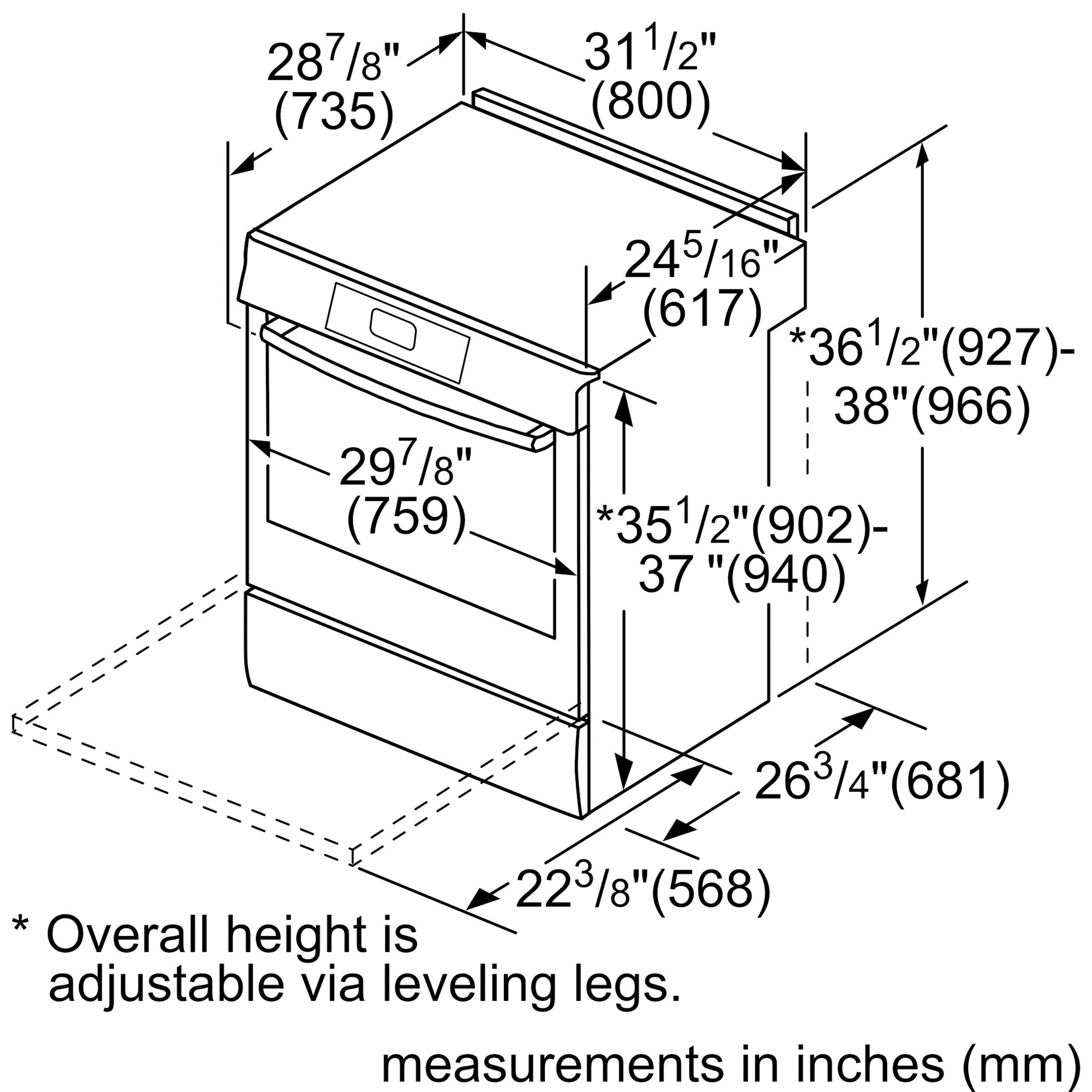 Bosch 30 in. 4.8 cu. ft. Convection Oven SlideIn Gas Range with 5