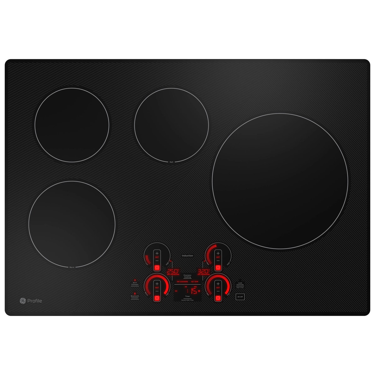 GE Profile 30 in. 4-Burner Smart Induction Cooktop with Simmer Burner & Power Burner - Black, , hires