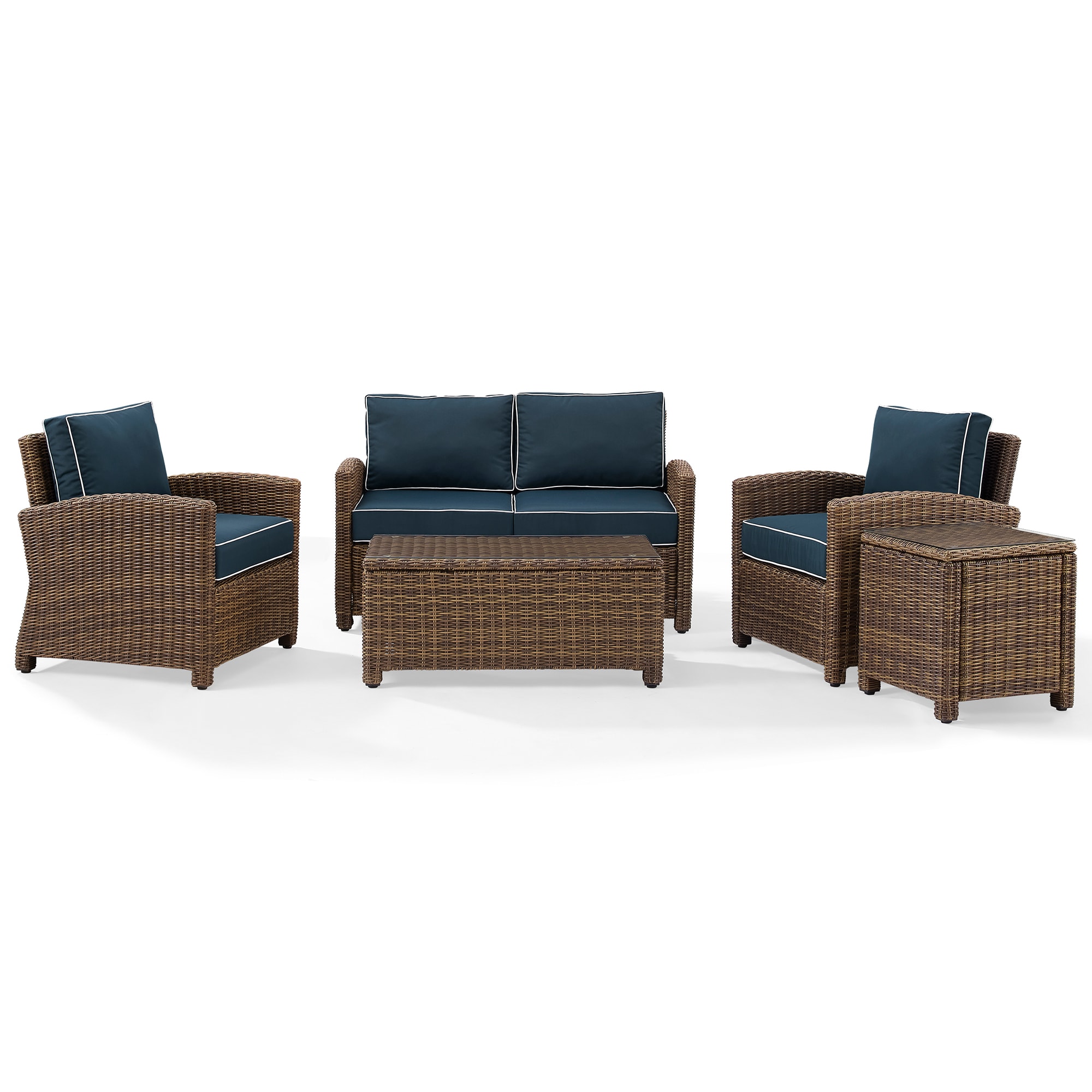 Crosley Bradenton 5 Piece Wicker Outdoor Conversation Set - Navy, , hires
