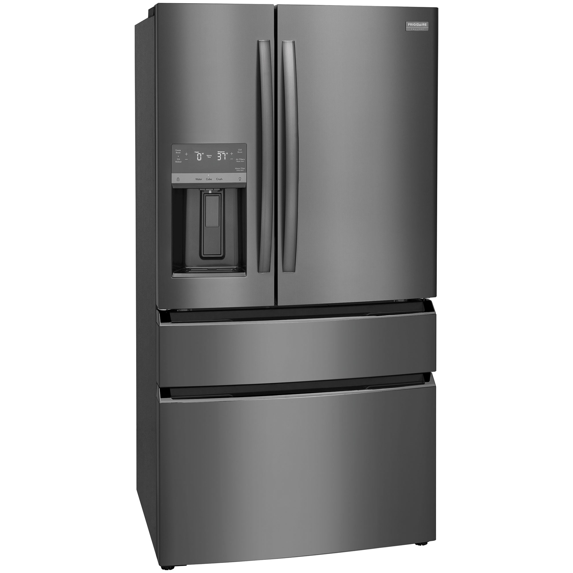 Frigidaire Gallery 36 in. 21.5 cu. ft. Counter Depth 4-Door French Door Refrigerator with Ice & Water Dispenser - Black Stainless, Black Stainless, hires