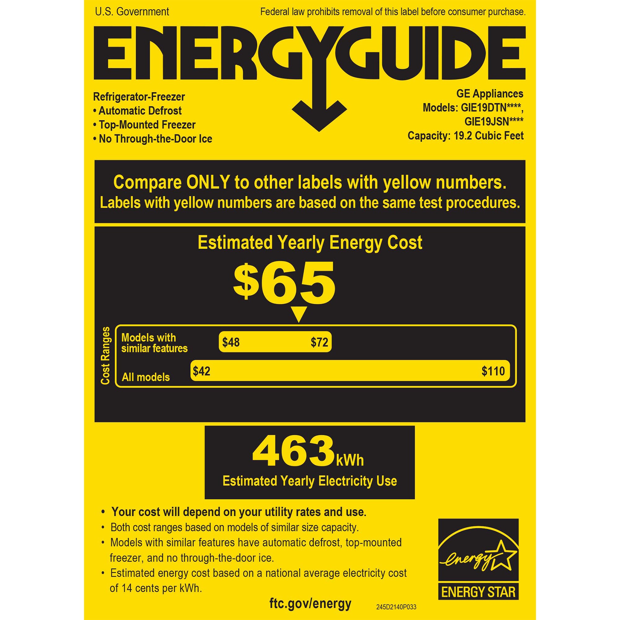GE 30 in. 19.2 cu. ft. Top Freezer Refrigerator with Ice Maker - Stainless Steel, , hires