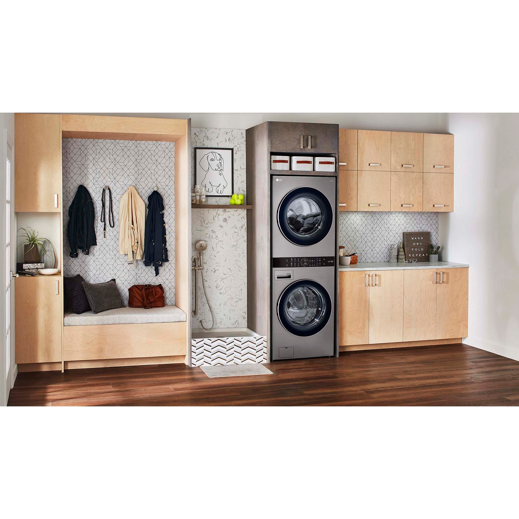 LG 27 in. WashTower with 4.5 cu. ft. Washer with 6 Wash Programs & 7.4 cu. ft. Electric Dryer with 6 Dryer Programs, Sensor Dry & Wrinkle Care - Graphite Steel, Graphite Steel, hires