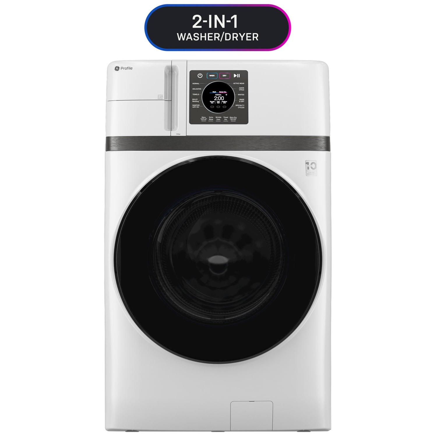 GE Profile 28 in. 4.6 cu. ft. Smart Electric Front Load Ventless All-in-One Combo with Heat Pump, Sensor Dry, Sanitize & Steam Cycle - White, , hires