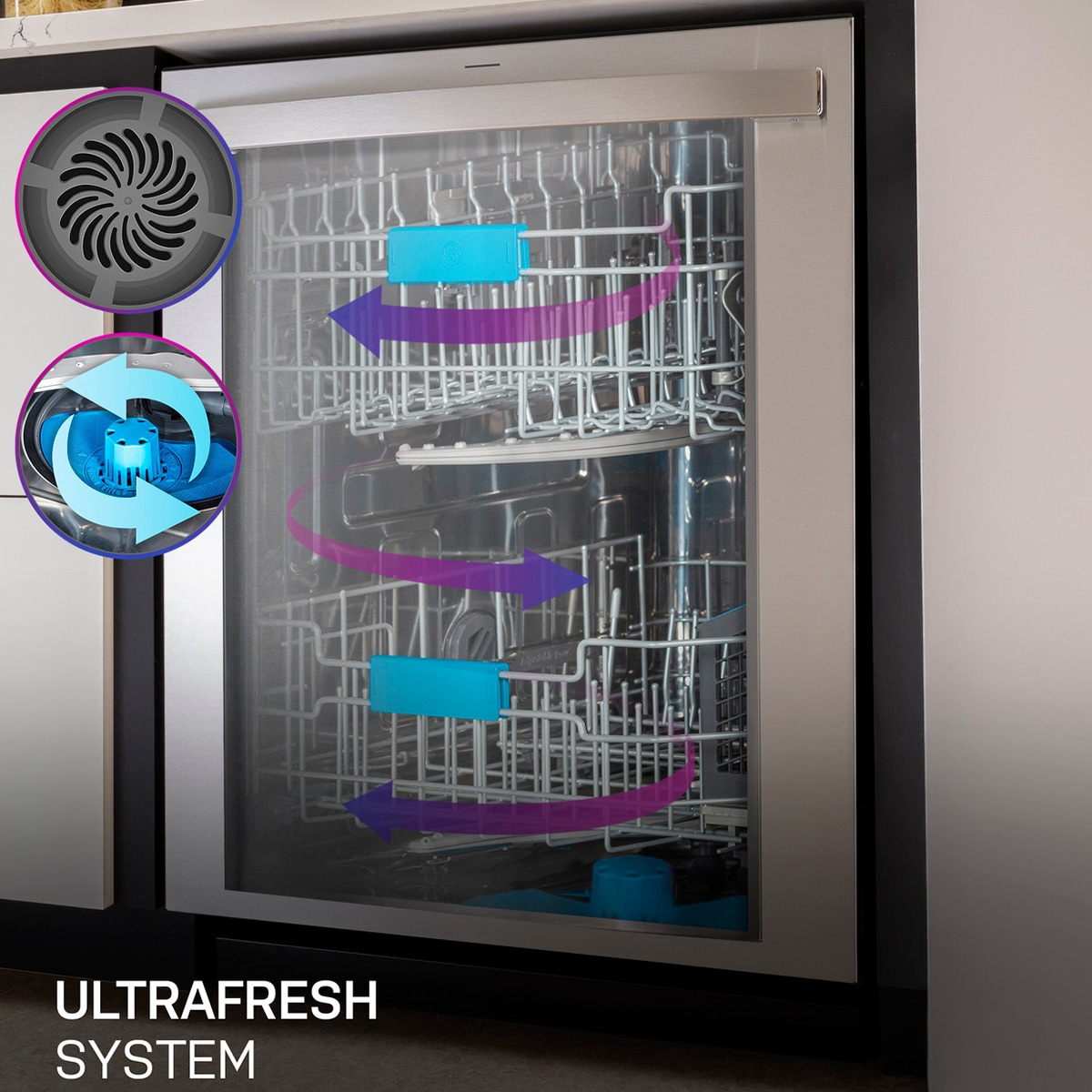 GE Profile 24 in. Top Control Flush-Mount Smart Dishwasher with 39 dBa Sound Level, 3rd-Rack & Twin Turbo Dry Boost - Fingerprint Resistant Stainless, , hires