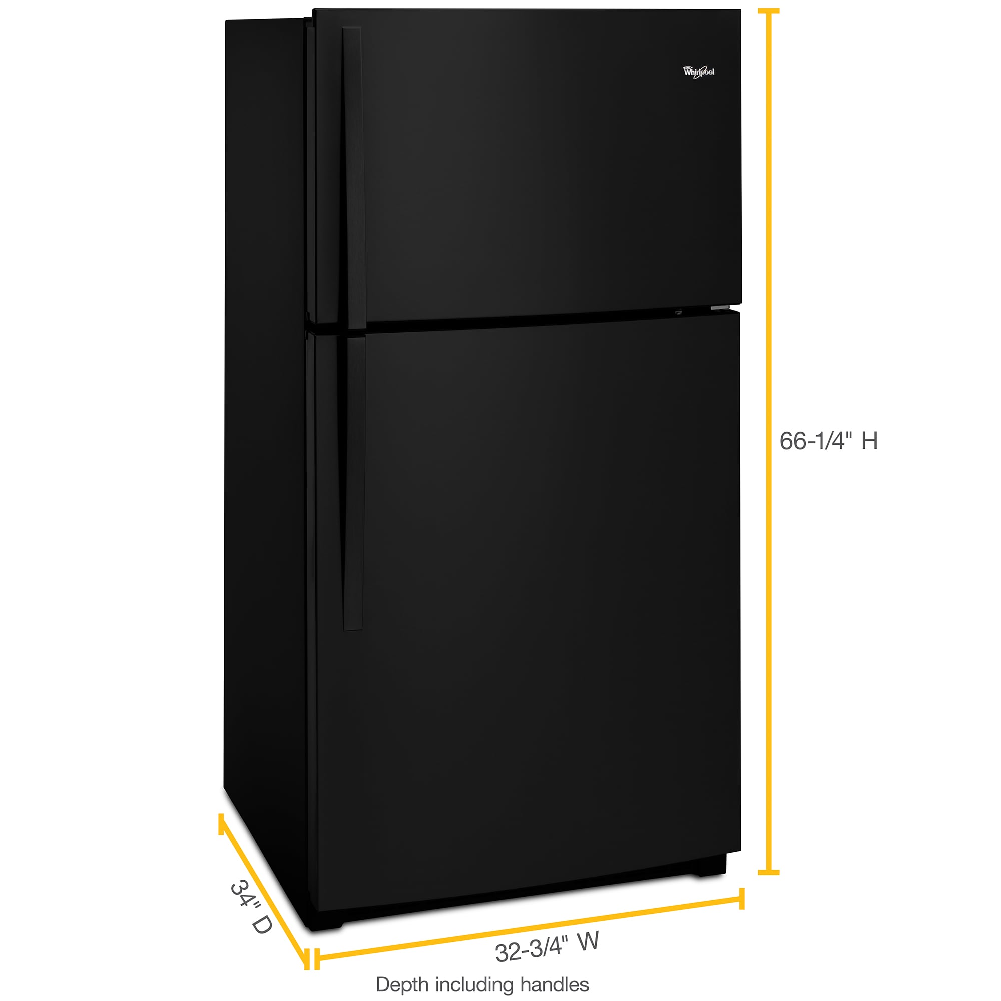 Whirlpool 33 in. 21.3 cu. ft. Top Freezer Refrigerator - Black, Black, hires