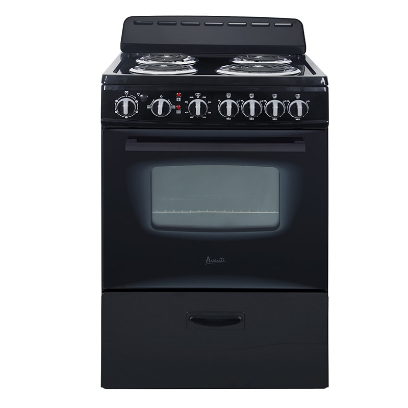 Avanti 24 in. 2.6 cu. ft. Electric Range with Coil Burners - Black, , hires