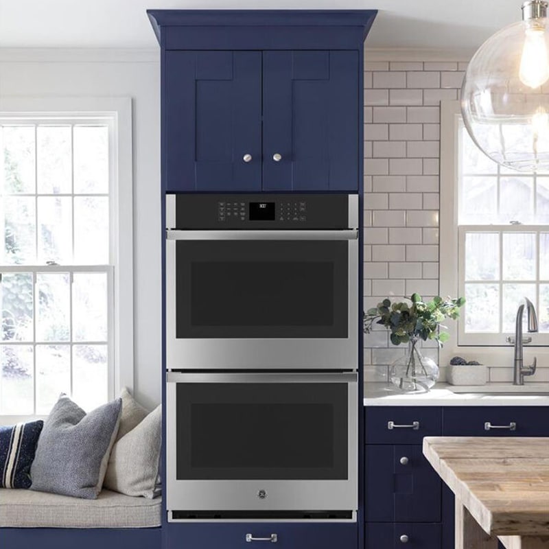 GE 27 in. 8.6 cu. ft. Smart Top Control Electric Double Wall Oven - Stainless Steel, Stainless Steel, hires