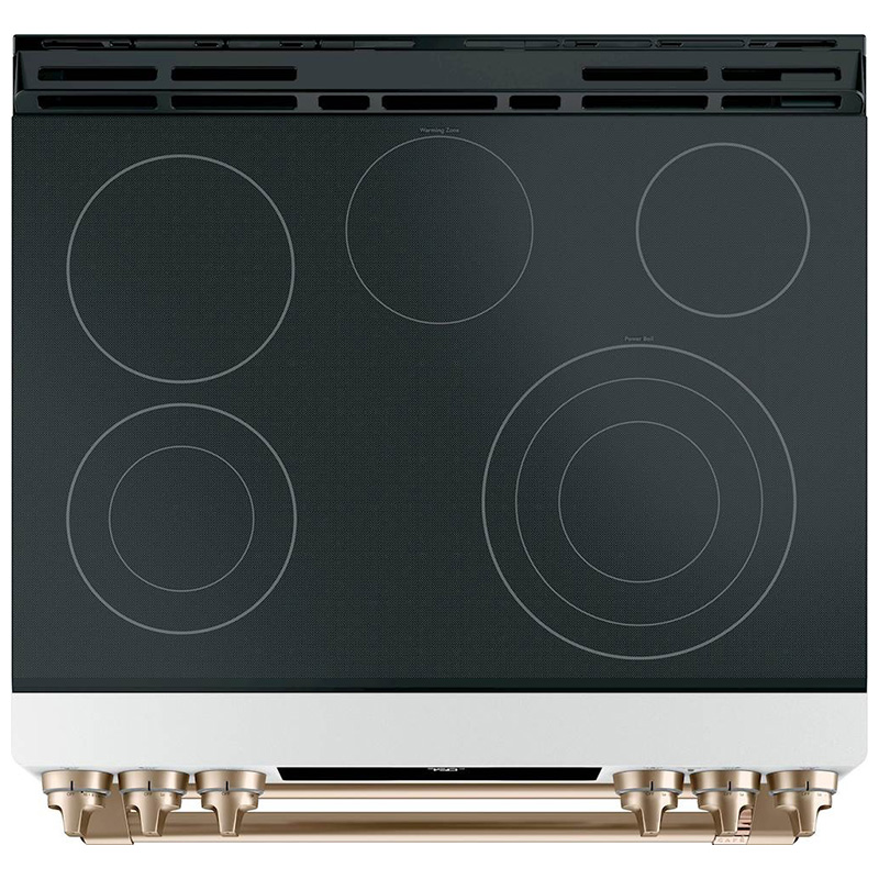 Cafe 30 in. 6.7 cu. ft. Smart Air Fry True European Convection Double Oven Slide-In Electric Range with Smoothtop Burners - Matte White, Matte White, hires