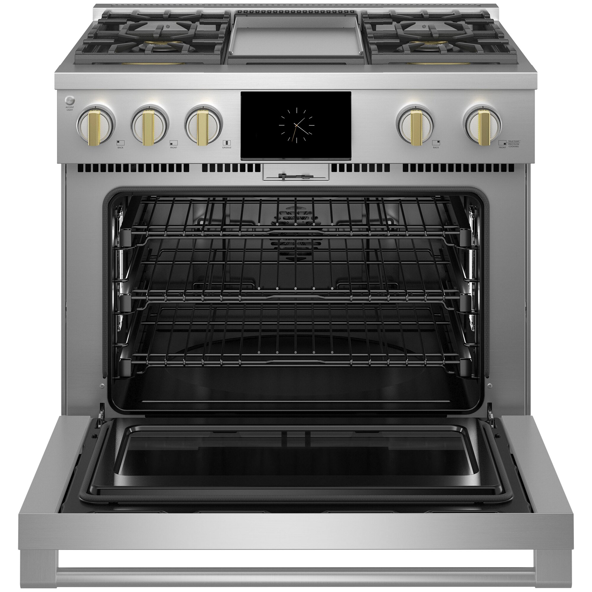 Monogram Statement Series 36 in. 5.7 cu. ft. Smart Air Fry True European Convection Dual Fuel Range with 4 Sealed Burners & Griddle - Stainless Steel, , hires