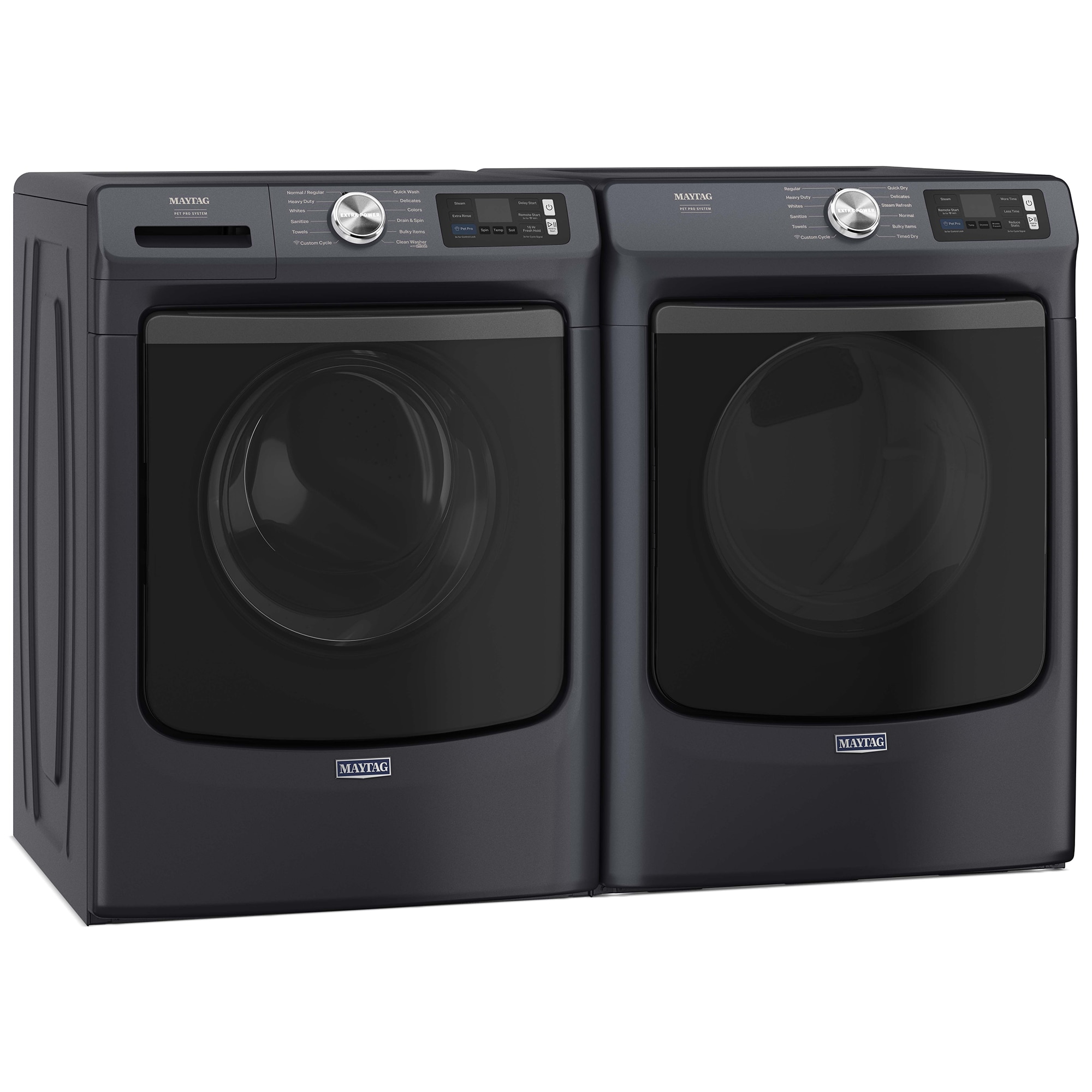Maytag Pet Pro 27 in. 7.4 cu. ft. Smart Stackable Electric Dryer with Sensor Dry, Sanitize & Steam Cycle - Midnight Steel, Midnight Steel, hires