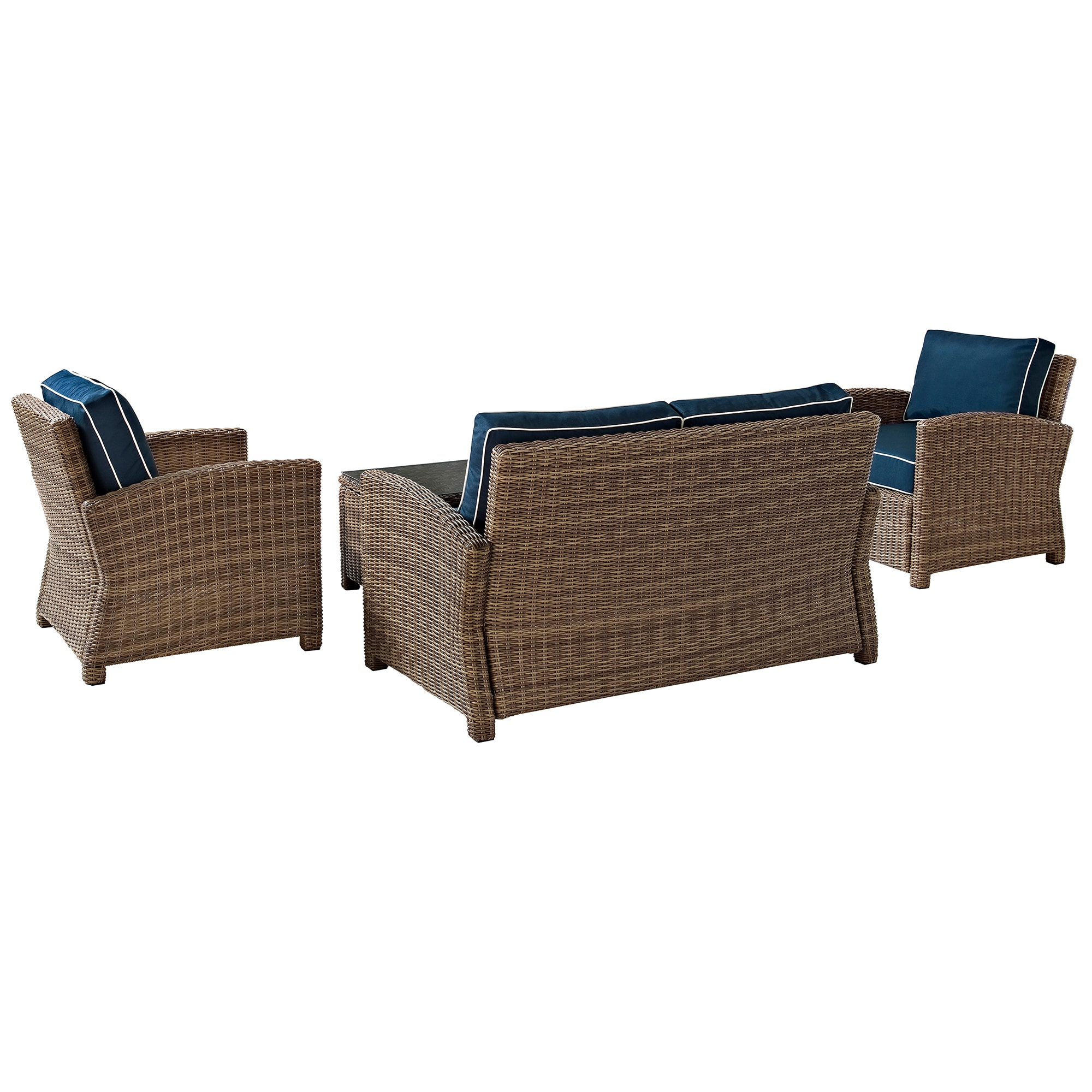 Crosley Bradenton 4-Piece Outdoor Loveseat Patio Furniture Set - Navy, , hires