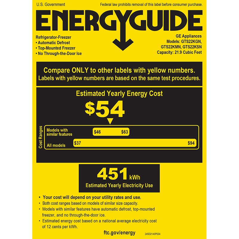 GE 33 in. 21.9 cu. ft. Garage Ready Top Freezer Refrigerator - Black, Black, hires