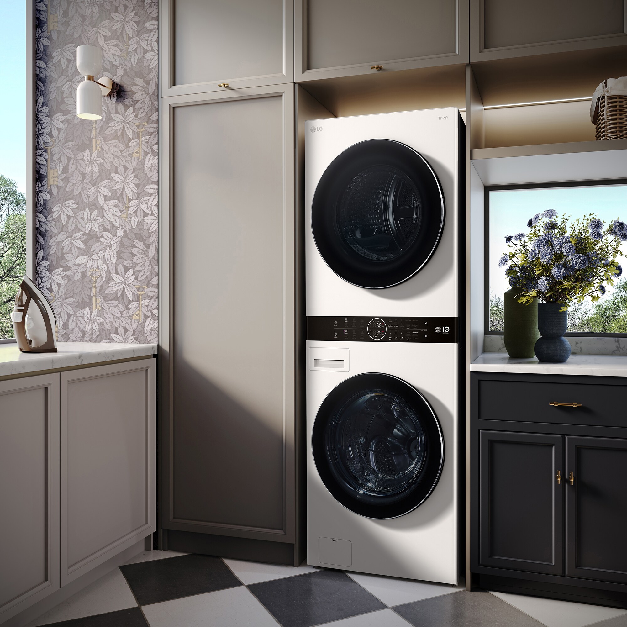 LG 27 in. 5.0 cu. ft. Smart Electric Front Load Ventless WashTower with Heat Pump, Center Control, AI Sensor Dry, Sanitize & Steam Cycle - White, , hires