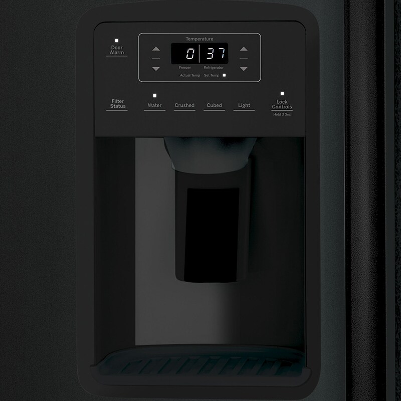 GE 36 in. 25.3 cu. ft. Side by Side Refrigerator with Ice & Water Dispenser - Black, Black, hires