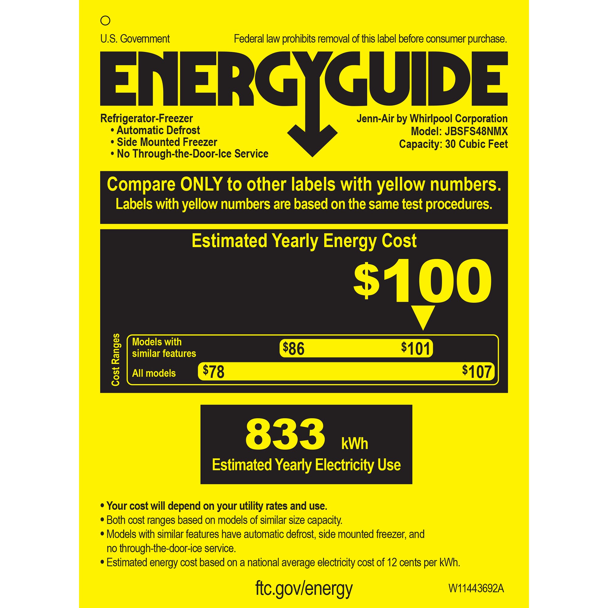 JennAir 48 in. 29.4 cu. ft. Built-In Counter Depth Side by Side Refrigerator with Ice Maker - Custom Panel Ready, , hires
