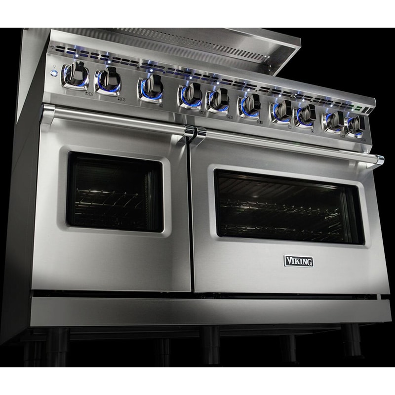 Viking 7 Series 48 in. 7.3 cu. ft. True European Convection Double Oven Dual Fuel Range with 6 Sealed Burners & Griddle - Stainless Steel, , hires
