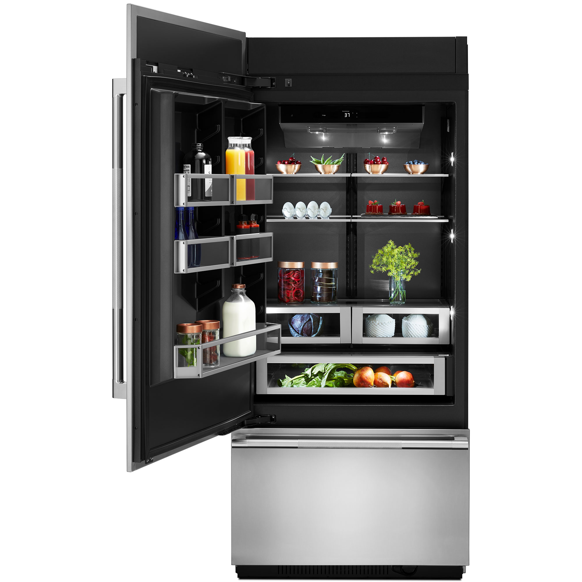 JennAir 36 in. Left-Hinged Built-In 20.9 cu. ft. Counter Depth Bottom Freezer Refrigerator - Custom Panel Ready, , hires