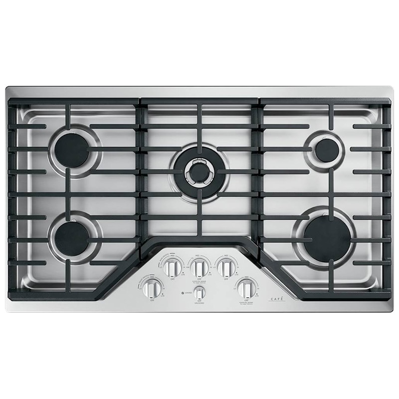 Cafe 36 in. 5-Burner Natural Gas Cooktop with Griddle, Simmer Burner & Power Burner - Stainless Steel, , hires