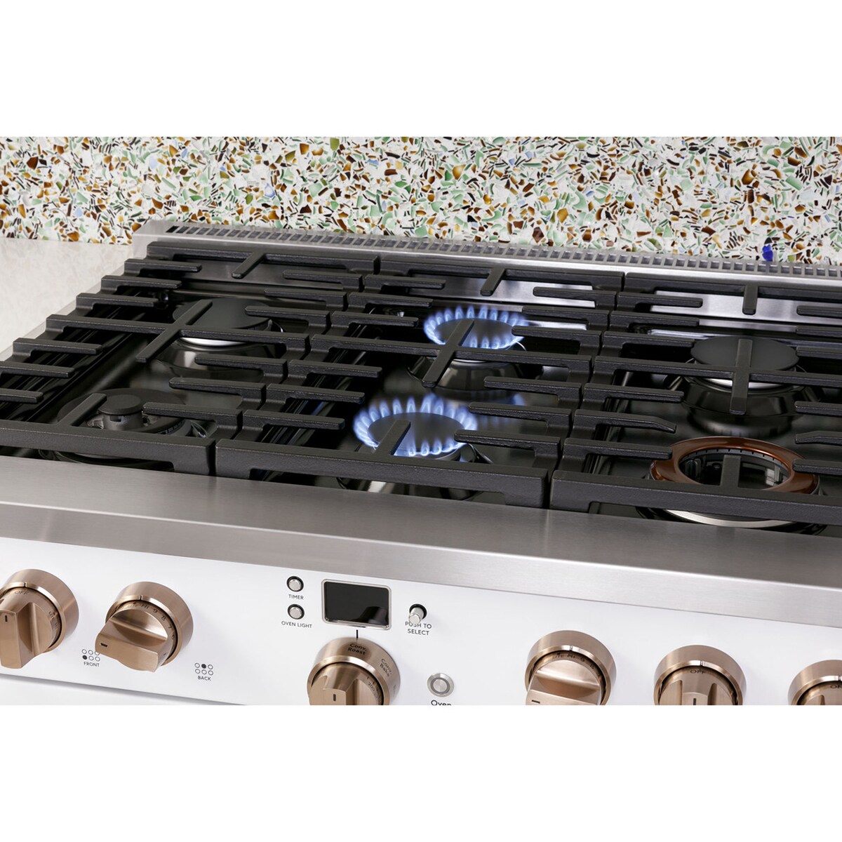 Cafe 36 in. 5.7 cu. ft. Smart Air Fry True European Convection Dual Fuel Range with 6 Sealed Burners - Stainless Steel, Stainless Steel, hires