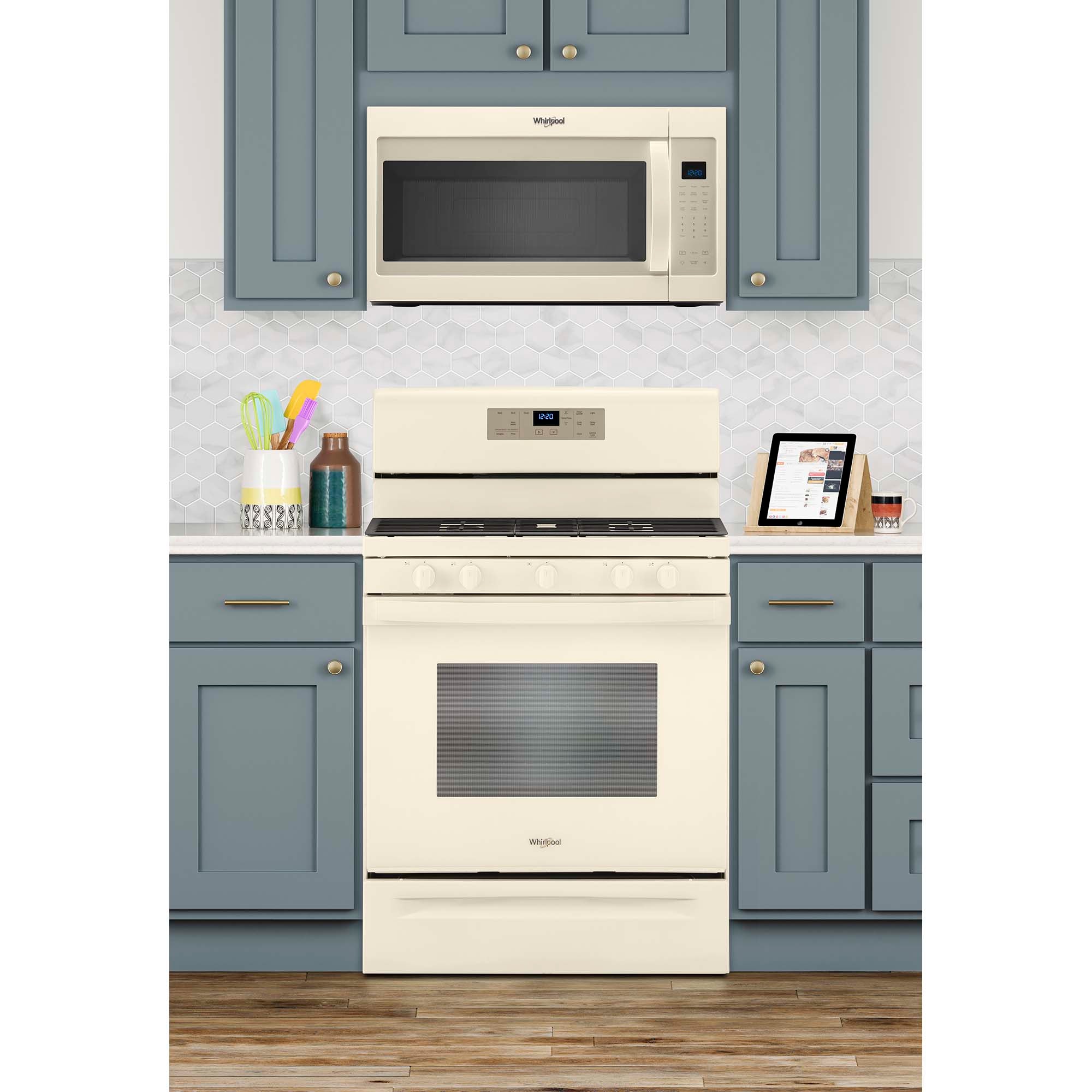 Whirlpool 30 in. 1.9 cu. ft. 1000W Over-the-Range Microwave with 300 CFM & Sensor Cooking - Biscuit, Biscuit, hires