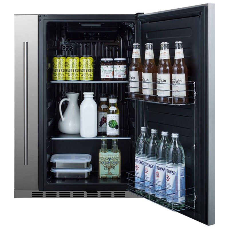 Summit 24 in. 3.1 cu. ft. Undercounter Refrigerator with Slide-Out Storage Compartment - Stainless Steel, , hires