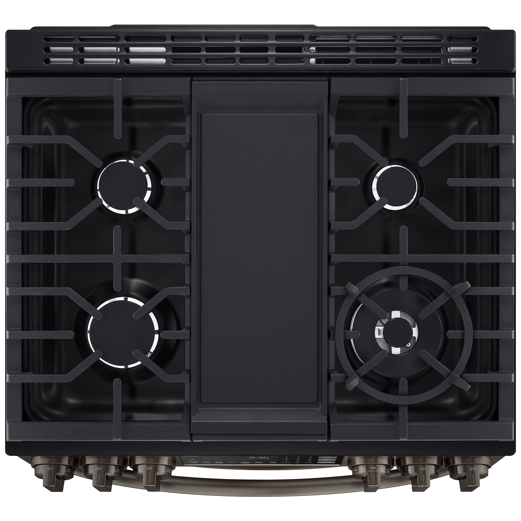 LG InstaView 30 in. 6.9 cu. ft. Smart Air Fry True European Convection Double Oven Slide-In Gas Range with 5 Sealed Burners & Griddle - PrintProof Black Stainless Steel, PrintProof Black Stainless Steel, hires