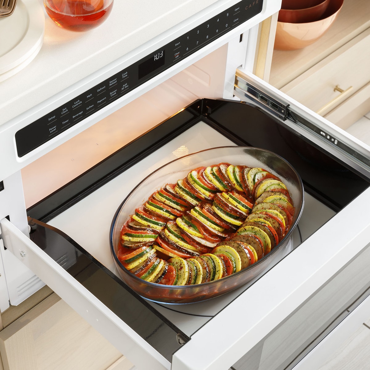 Cafe 24 in. 1.2 cu. ft. 1000W Drawer Microwave with Sensor Cooking - Matte White, Matte White, hires