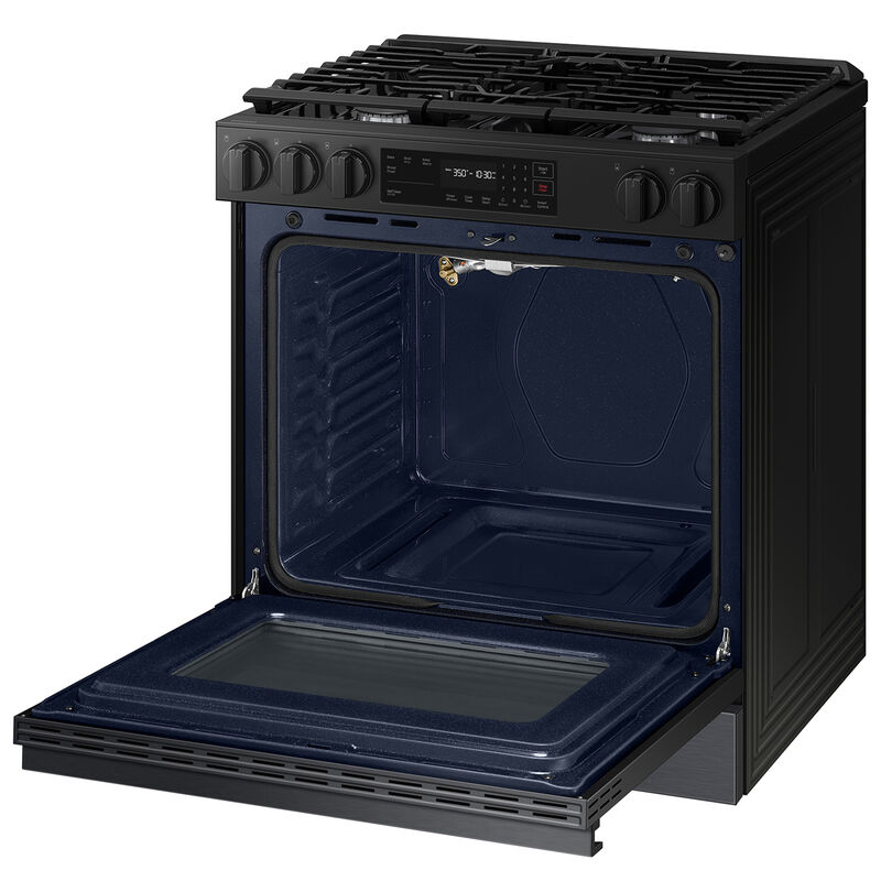 Samsung Bespoke 30 in. 6 cu. ft. Smart Slide-In Gas Range with 5 Sealed Burners - Matte Black Steel, Matte Black Steel, hires