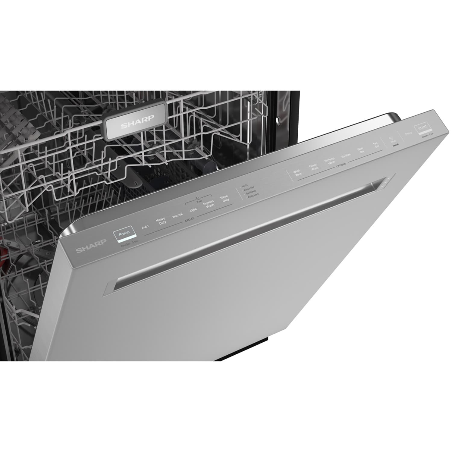 Sharp 24 in. Top Control Smart Dishwasher with 42 dBa Sound Level & 3rd-Rack - Stainless Steel, , hires