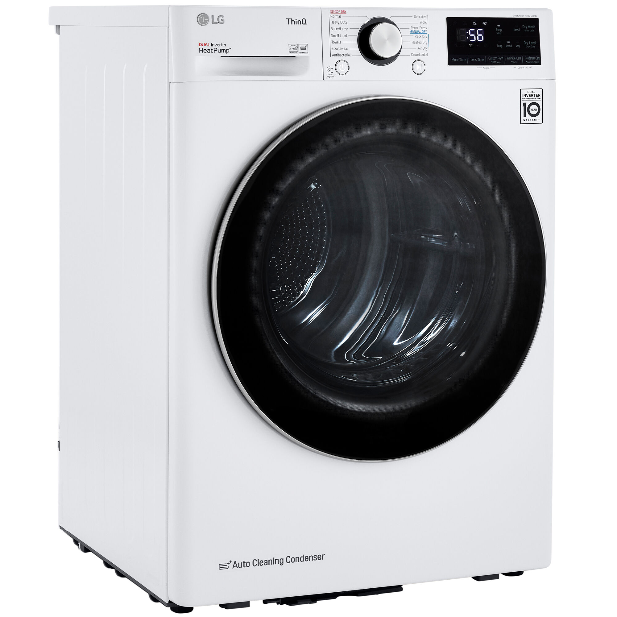 LG 24 in. 4.2 cu. ft. Smart Stackable Ventless Electric Dryer with Heat Pump, Sensor Dry & Sanitize Cycle - White, White, hires
