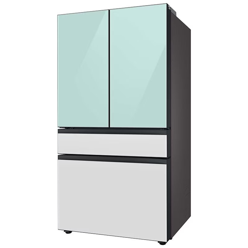 Samsung Bespoke 36 in. 28.8 cu. ft. Smart 4-Door French Door Refrigerator with Internal Water Dispenser - Morning Blue and White Glass, Morning Blue, hires