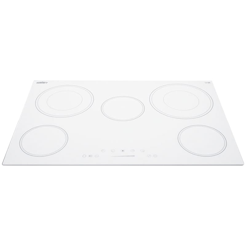 Summit 30 in. 5-Burner Electric Cooktop with Power Burner - White, , hires