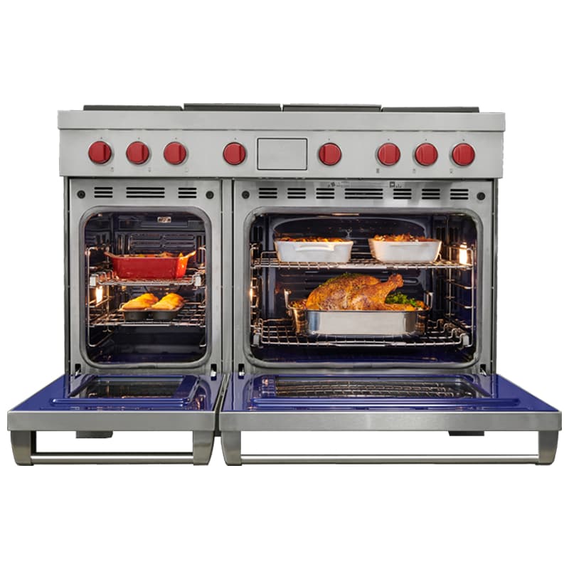 Wolf 48 in. 7.8 cu. ft. Smart Dual Convection Double Oven Dual Fuel Range with 4 Sealed Burners, Grill & Griddle - Stainless Steel, , hires