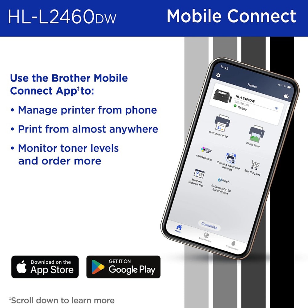 Brother HL-L2460DW Compact Monochrome Laser Printer, , hires